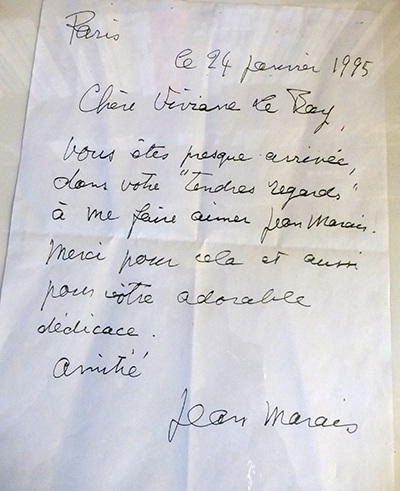 Lettre de Jean Marais