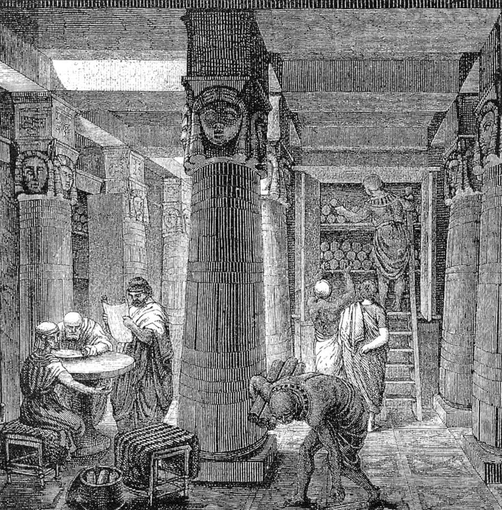 bibliothèque-d&#039;alexandrie-gravure