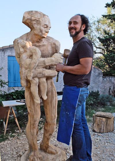 Davide Galbiati sculpteur et Jonas, 2013_AA