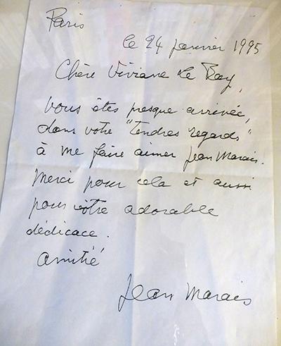 Lettre de Jean Marais