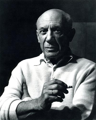 Pablo Picasso portrait a la cigarette 1956 Copyright Atelier Lucien Clergue