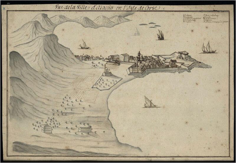 Plan Ajaccio en 1769 Histoire 530 ans